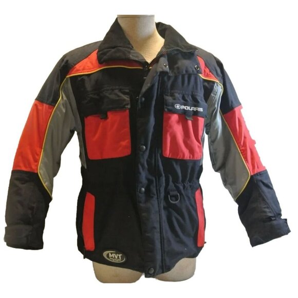 Polaris Snowmobile Quilted Classic Red Black Gray Jacket Sz Small Vintage Thermo - Picture 1 of 11